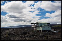 House built over fresh lava fields. Big Island, Hawaii, USA (color)