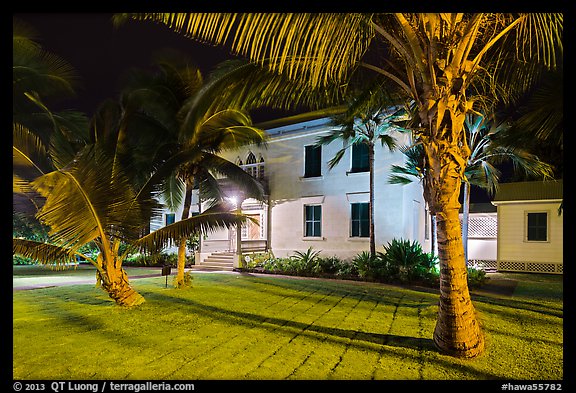 Hulihee Palace at night, Kailua-Kona. Hawaii, USA (color)