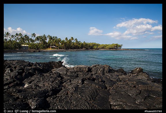 Hardened lava coastline, Kiholo Bay. Big Island, Hawaii, USA (color)