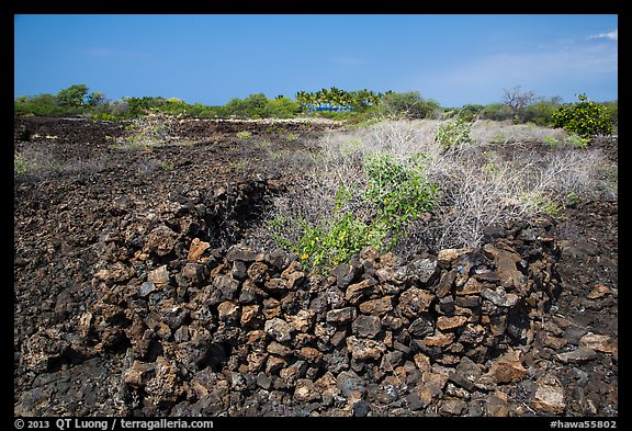 Ancient rock enclosures, Kaloko-Honokohau National Historical Park. Hawaii, USA
