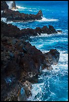 Jagged lava ribs and ocean, MacKenzie State Recreation Area. Big Island, Hawaii, USA ( color)