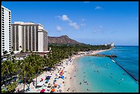 Aerial view of Kuhio Beach. Honolulu, Oahu island, Hawaii, USA ( color)