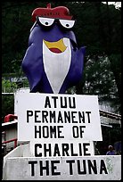 Statue of Charlie the Tuna. One third of the islanders work in tuna can factories.. Pago Pago, Tutuila, American Samoa (color)