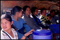 Women ride a bus, Huay Xai. Laos