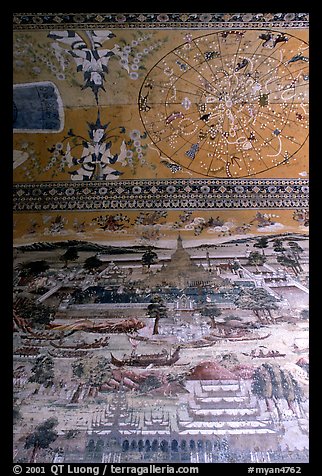 Fresco at Kyauktawgyi Paya. Amarapura, Myanmar (color)