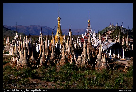 Stupas, Indein. Inle Lake, Myanmar