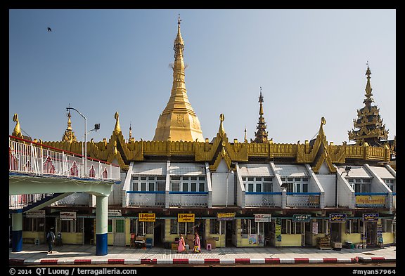 Shops around Sule Pagoda. Yangon, Myanmar (color)
