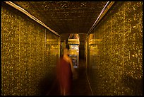 Monk inside gold-plated maze inside Botataung Pagoda. Yangon, Myanmar ( color)
