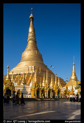 Main chedi and platform, Shwedagon Pagoda. Yangon, Myanmar (color)