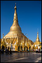 Main chedi and platform, Shwedagon Pagoda. Yangon, Myanmar