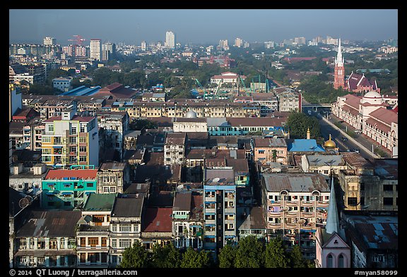 City view from above. Yangon, Myanmar (color)