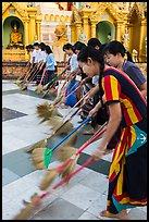 Floor sweepers, Shwedagon Pagoda. Yangon, Myanmar ( color)