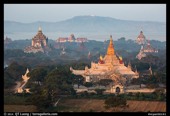 Aerial view of Ananda temple. Bagan, Myanmar (color)