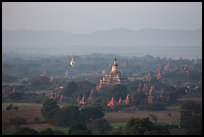 Aerial view of Bagan archeological site. Bagan, Myanmar