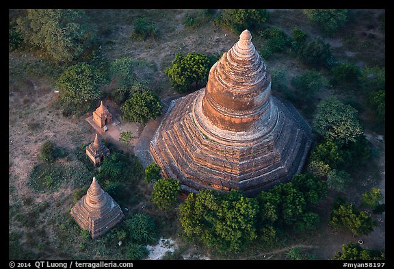 Aerial view of pagoda complex. Bagan, Myanmar