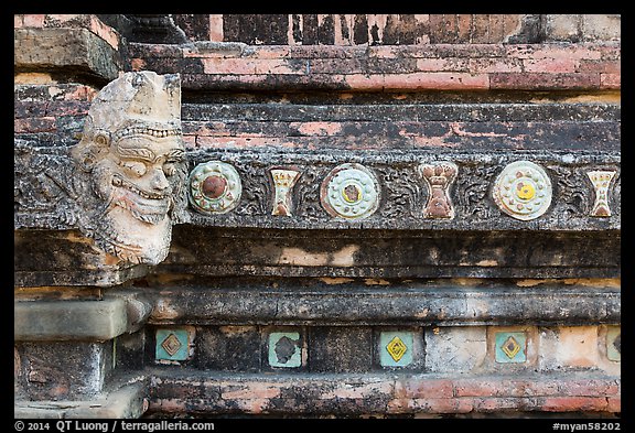Brickwork detail, Sulamani temple. Bagan, Myanmar