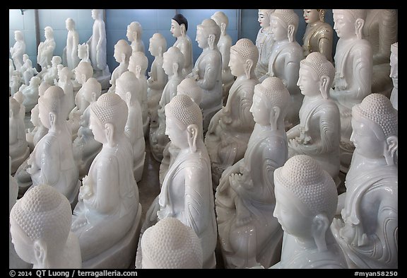 White marble buddha statues for sale. Mandalay, Myanmar