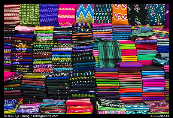 Colorful fabrics. Amarapura, Myanmar (color)