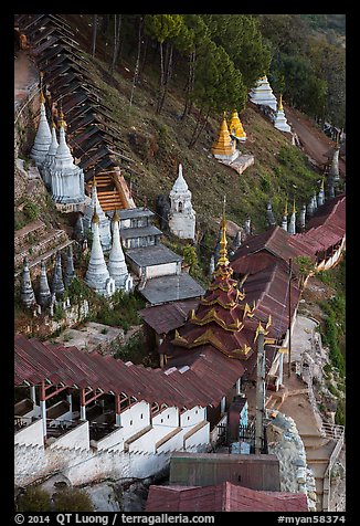 Hsaungdan (covered stairway) to the caves. Pindaya, Myanmar (color)