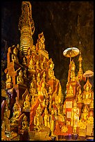Many buddha images surround main stupa in Pindaya Caves. Pindaya, Myanmar ( color)