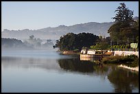 Pone Tanoke Lake with early morning mist. Pindaya, Myanmar ( color)