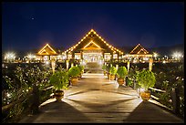 Main deck of Myanmar Treasure Resort at night. Inle Lake, Myanmar ( color)
