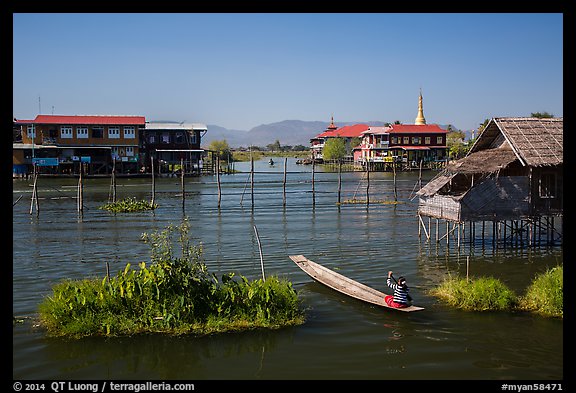 Canal intersection. Inle Lake, Myanmar (color)