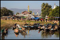 Villagers arriving by boat at market. Inle Lake, Myanmar ( color)
