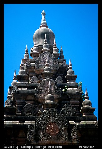 Srivijaya-period stupa of Hindu-Buddhist style. Muang Boran, Thailand (color)