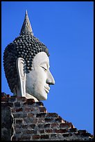 Buddha head, Wat Chai Mongkon. Ayuthaya, Thailand (color)