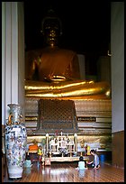 Large Buddha image in modern Wat. Ayuthaya, Thailand (color)