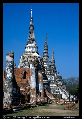 Ruined chedis. Ayutthaya, Thailand (color)
