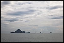 Distant rocky islets, Ao Nang, Andaman Sea. Krabi Province, Thailand