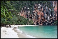 Pranang Cave Beach and limestone cliff, Railay. Krabi Province, Thailand ( color)