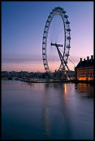 London Eye and Thames River at dawn. London, England, United Kingdom ( color)