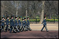 Guards marching near Buckingham Palace. London, England, United Kingdom ( color)