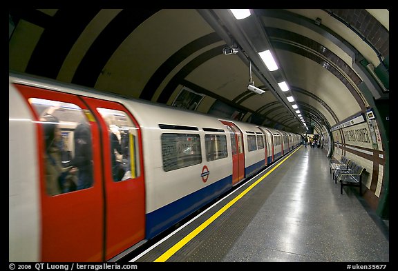 Train in station, London tube. London, England, United Kingdom