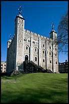 White Tower and lawn, the Tower of London. London, England, United Kingdom (color)