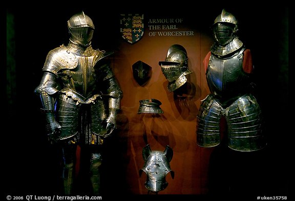 Armour of the Earl of Worcester on display in the White House, Tower of London. London, England, United Kingdom
