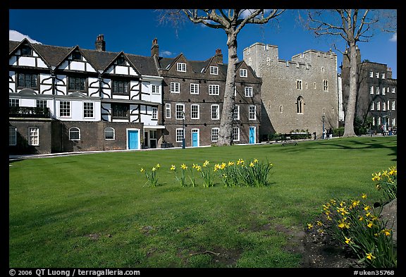 Tower Green, Queen's house, and Beauchamp Tower, Tower of London. London, England, United Kingdom