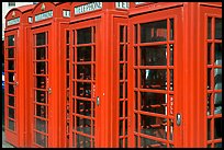 Row of Red phone booths. London, England, United Kingdom