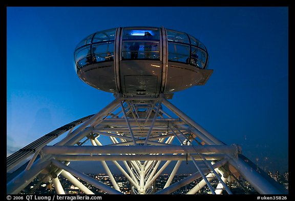 London Eye capsule at night. London, England, United Kingdom (color)