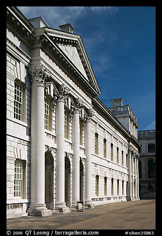 Facade in the Grand Square of the Greenwich Hospital. Greenwich, London, England, United Kingdom (color)