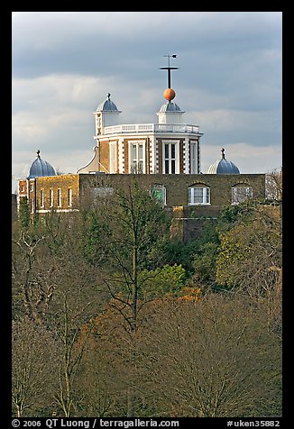 Flamsteed House with the Red Time Ball. Greenwich, London, England, United Kingdom (color)