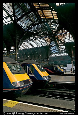 Trains in Paddington Railway station. London, England, United Kingdom (color)