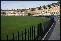 Fence, lawn, and Royal Crescent. Bath, Somerset, England, United Kingdom ( color)