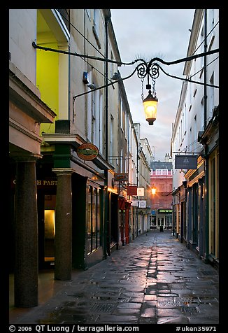 Narrow alley at dawn. Bath, Somerset, England, United Kingdom (color)