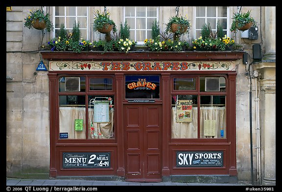 Facade of small restaurant. Bath, Somerset, England, United Kingdom (color)