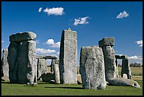 Sarsen trilithons surrounded by bluestones, Stonehenge, Salisbury. England, United Kingdom