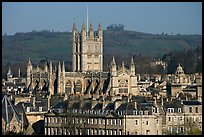 Bath Abbey rising over 18th century buildings. Bath, Somerset, England, United Kingdom (color)
